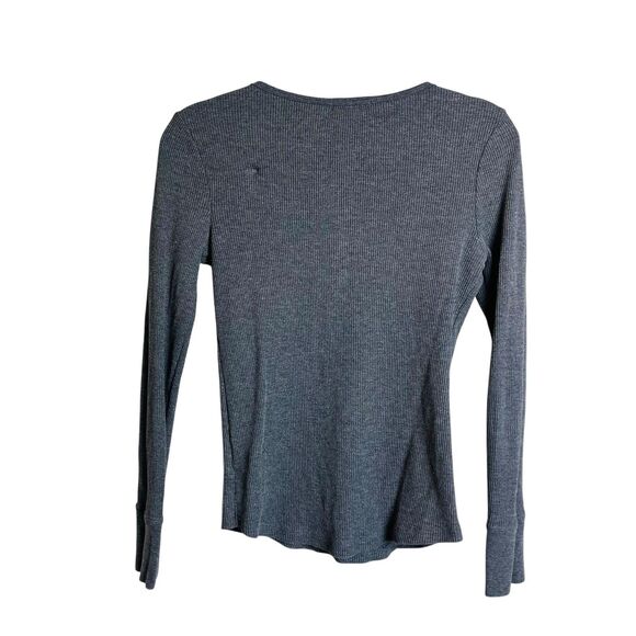 Faded Glory Sweater Womens Small Gray Henley Long Sleeve Thermal Waffle Knit Top - Picture 9 of 9